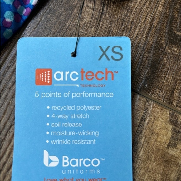 NEW Barco One Scrub Top Blue/Turquoise/Purple Women's Size XS - Picture 7 of 12